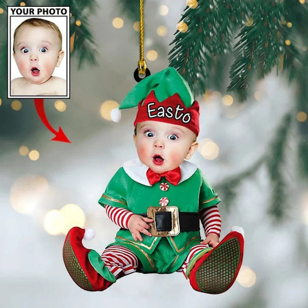 Personalized Photo Baby Christmas Ornament - Custom Gift For New Baby First Christmas Ornament