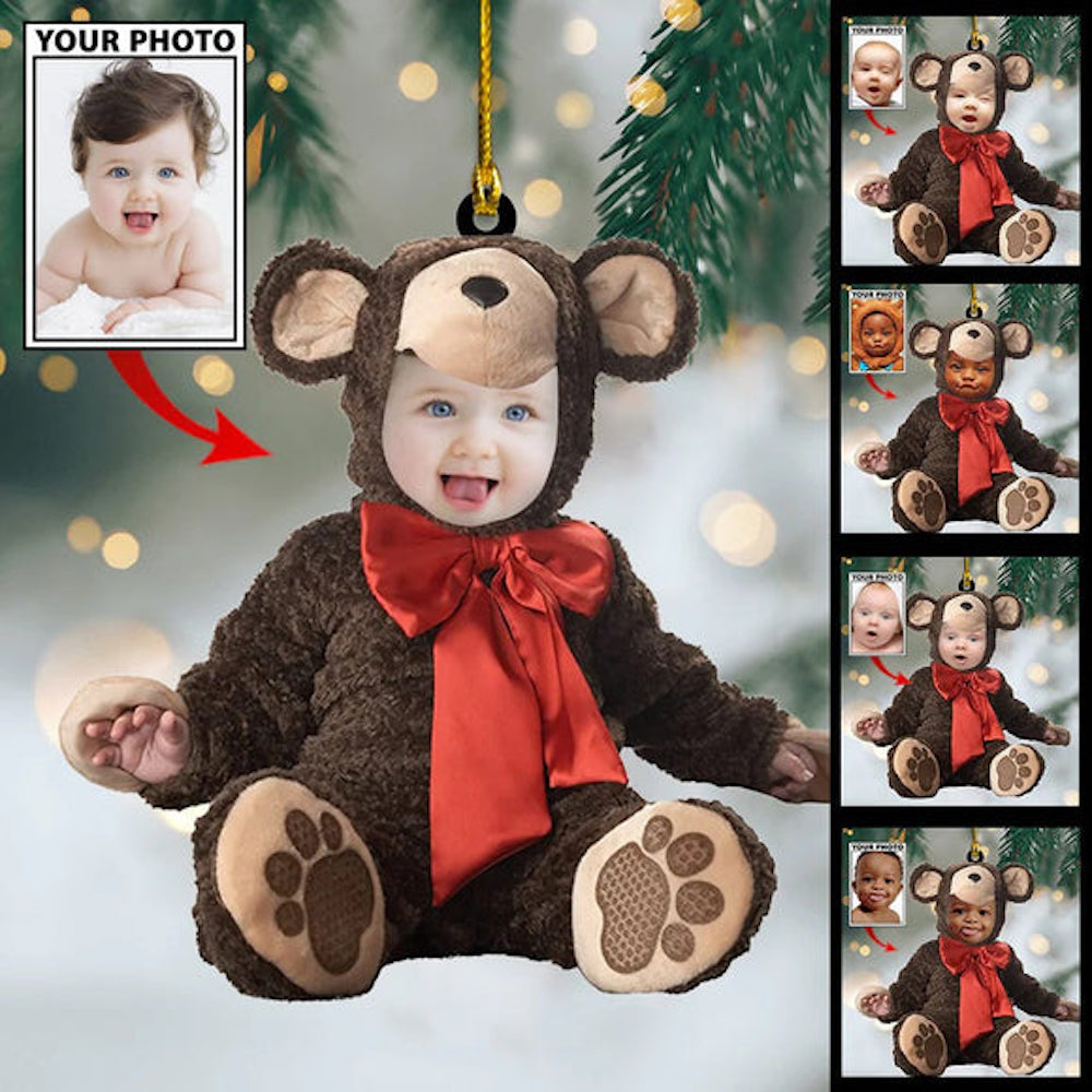 Personalized Photo Baby Christmas Ornament - Custom Gift For New Baby First Christmas Ornament