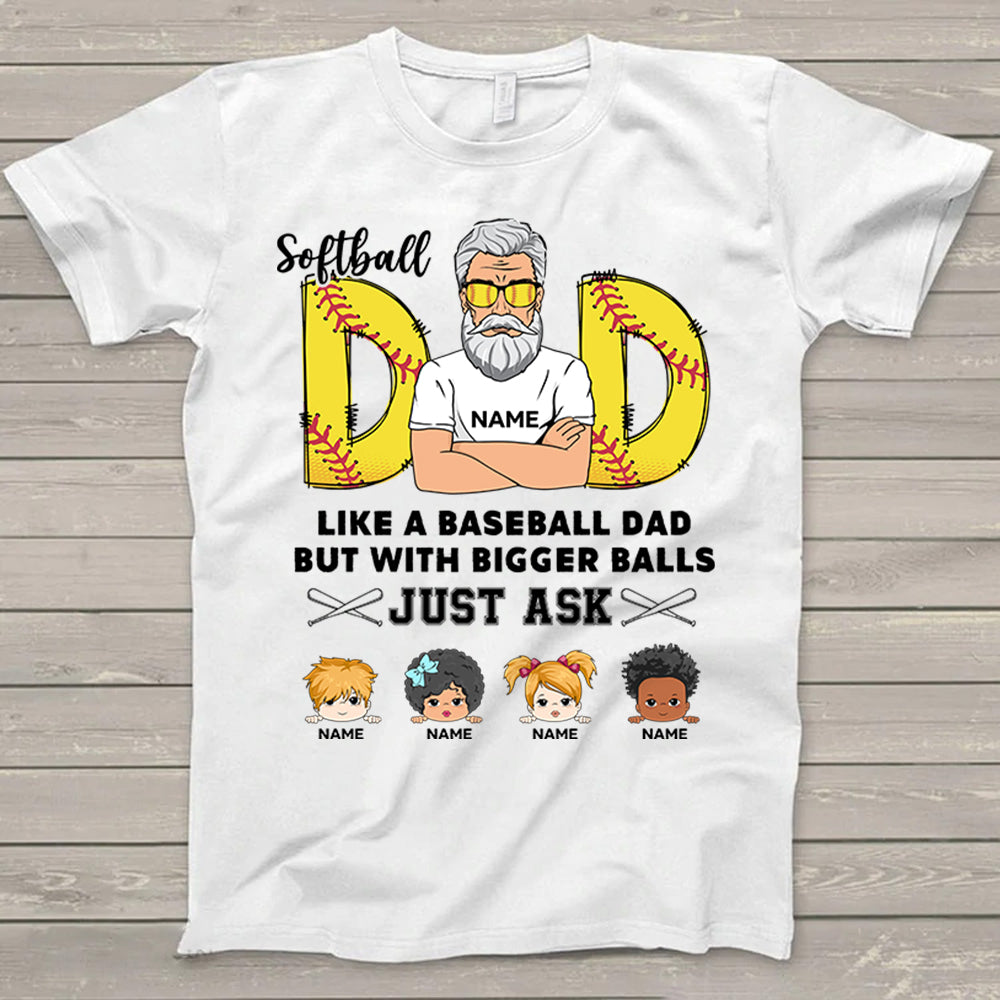 Custom Shirt Gift For Softball Player - Personalized Gifts For Softball Lovers - Funny Softball Dad With Kids Shirt
