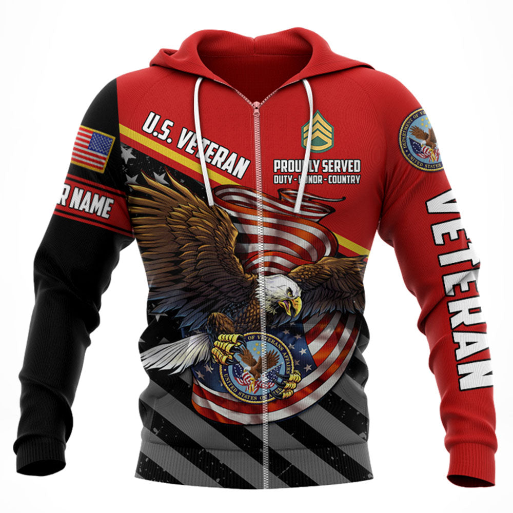 Proudly Served Duty Honor Country Eagle Personalized All Over Print Shirt For Veterans H2511