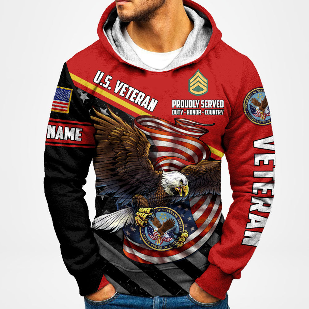 Proudly Served Duty Honor Country Eagle Personalized All Over Print Shirt For Veterans H2511