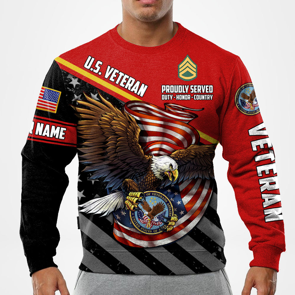Proudly Served Duty Honor Country Eagle Personalized All Over Print Shirt For Veterans H2511