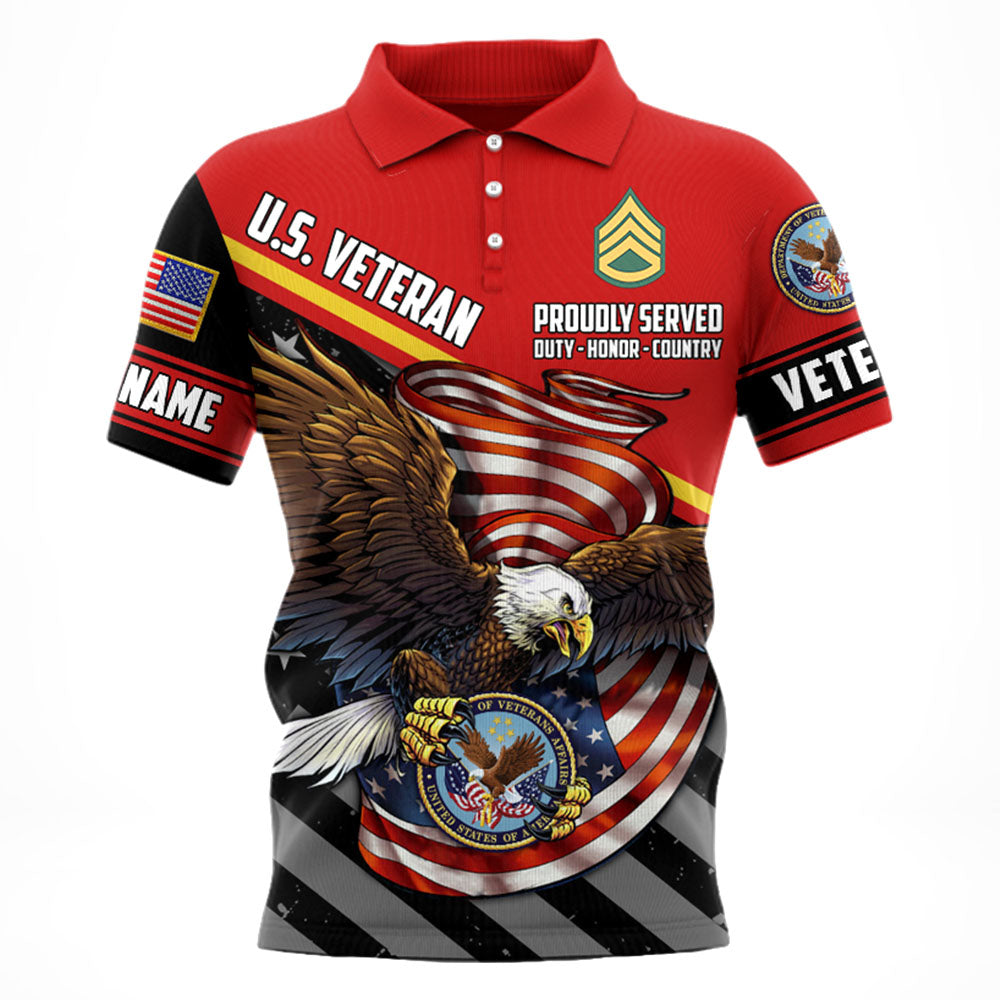 Proudly Served Duty Honor Country Eagle Personalized All Over Print Shirt For Veterans H2511