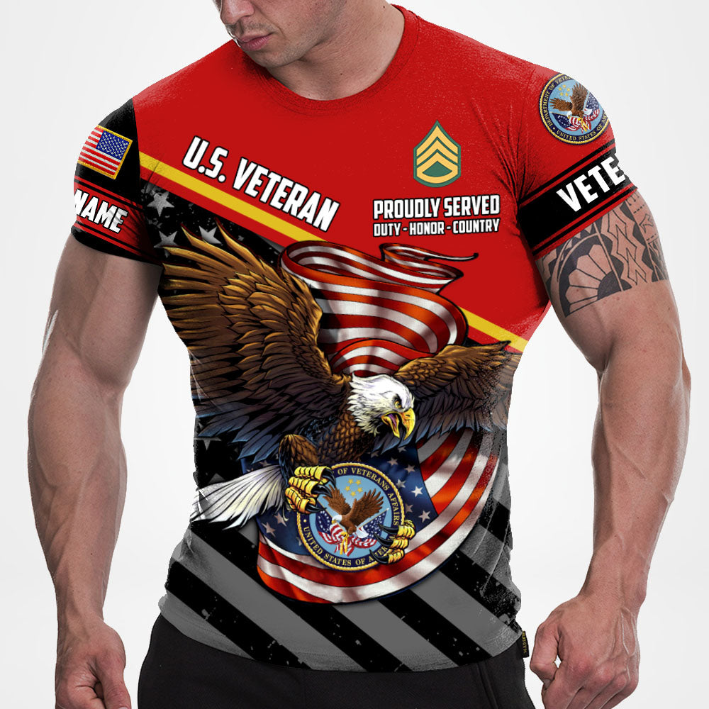 Proudly Served Duty Honor Country Eagle Personalized All Over Print Shirt For Veterans H2511