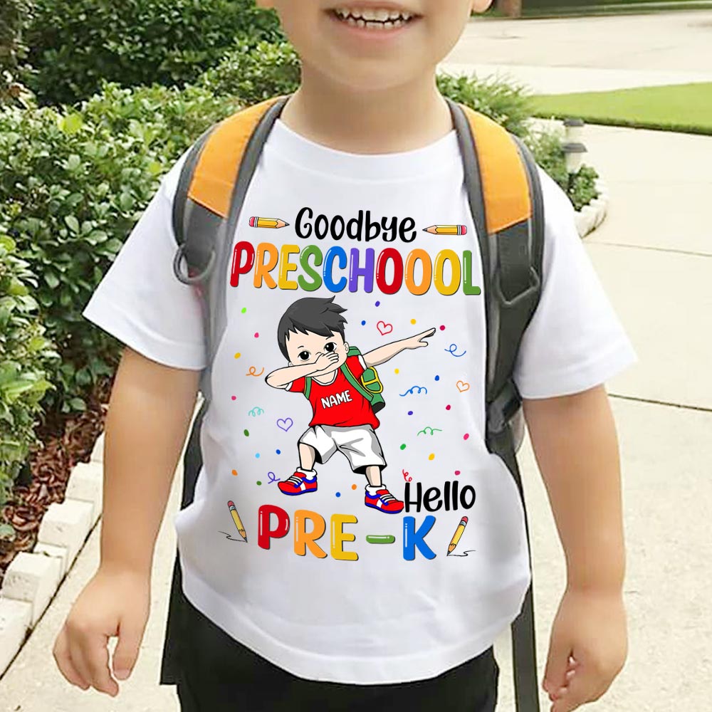 Personalized Goodbye Preschool Hello Pre-K, Preschool Graduation, Last Day Of School Shirt Gift For Kid