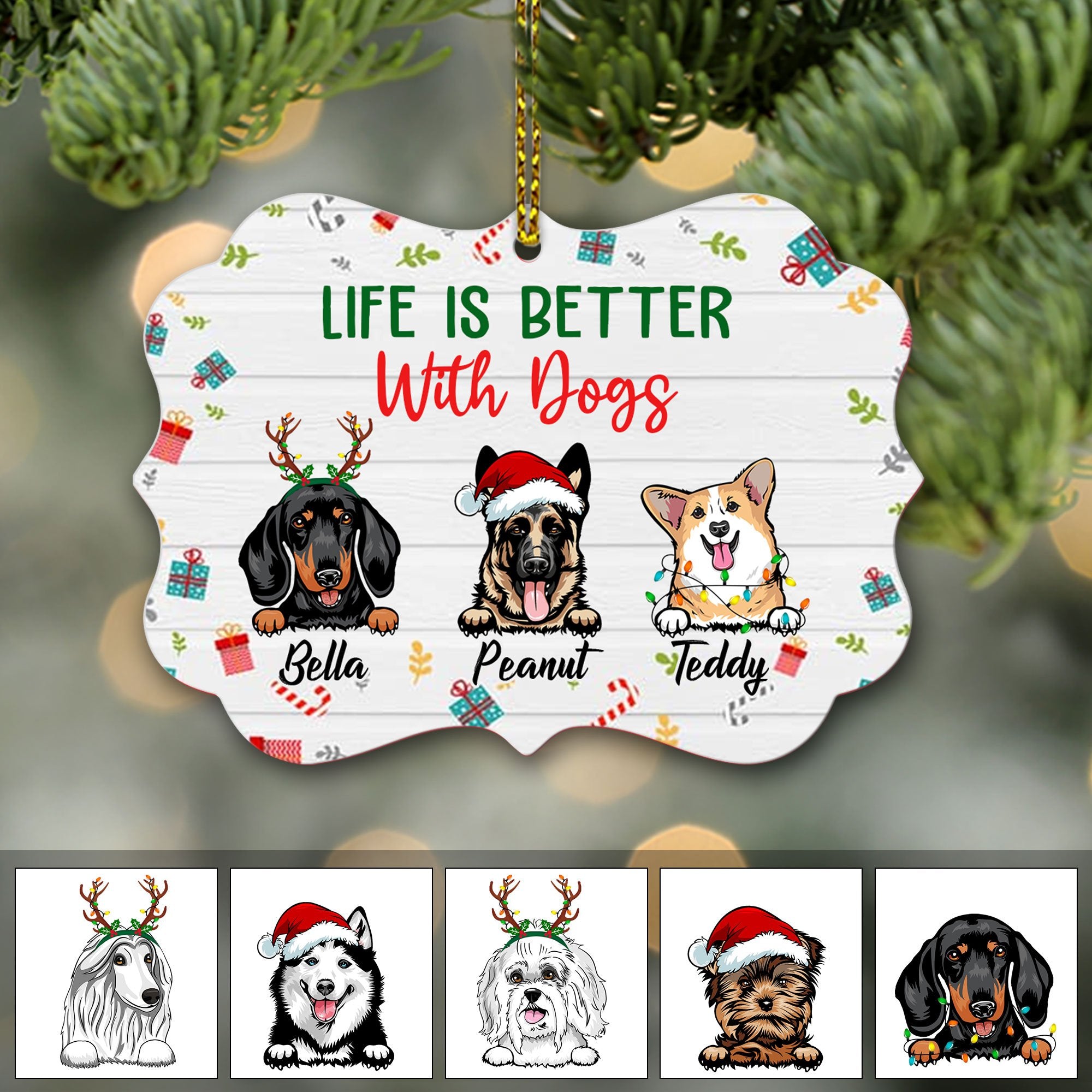 Life Is Better With Dogs Personalized Ornament Gift For Dog Lovers