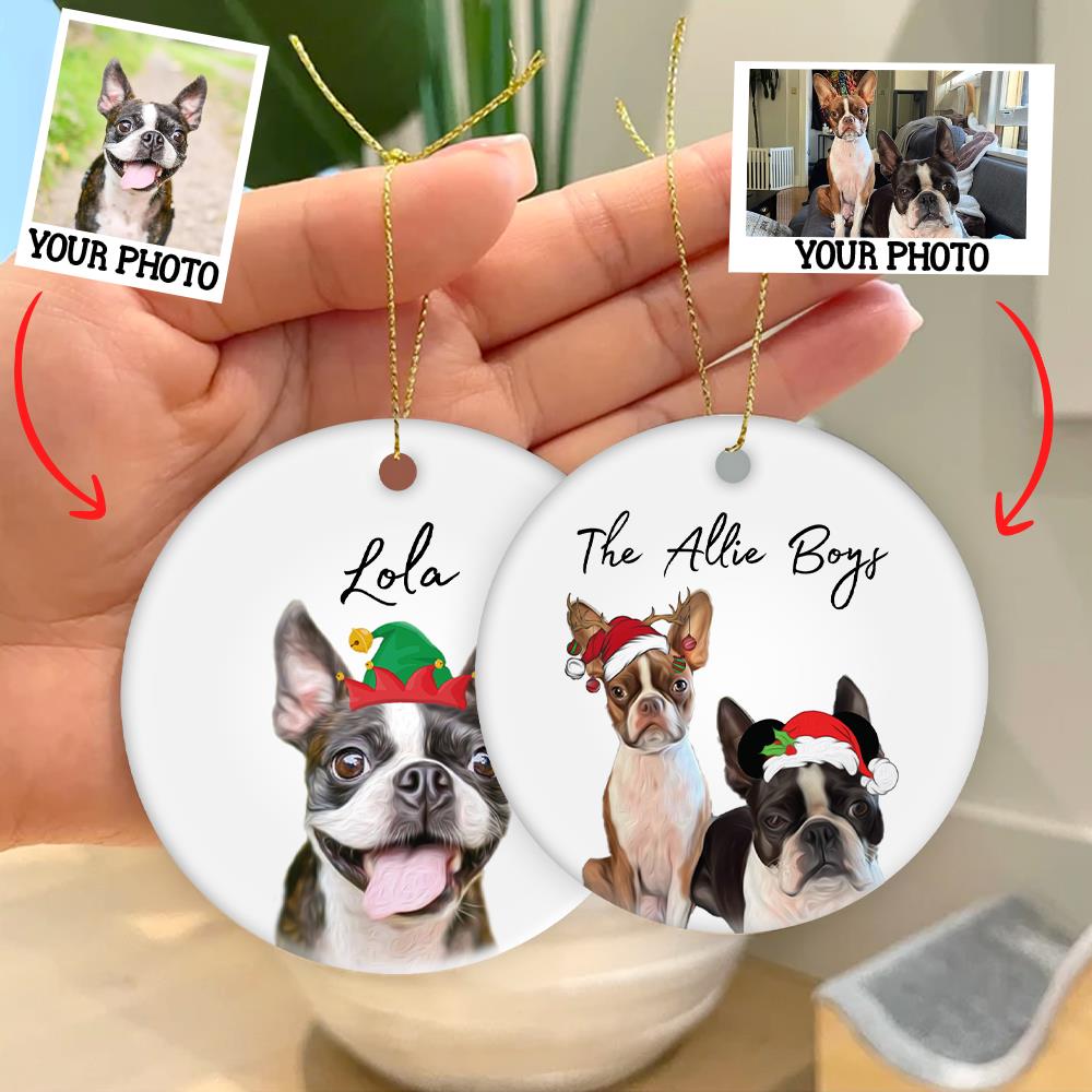 Personalized Pet Ornament Using Pet's Photo + Name - Custom Ornament Christmas Dog Ornament Personalized Dog Ornament Custom Dog vr2