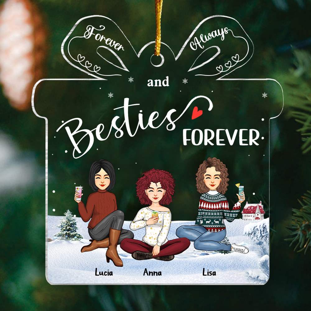 Besties Forever Personalized Transparent Ornament