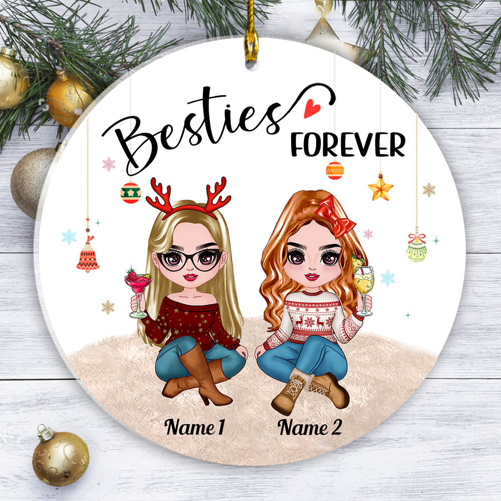 Besties Forever Christmas Personalized Ornament Gift For Best Friend Besties