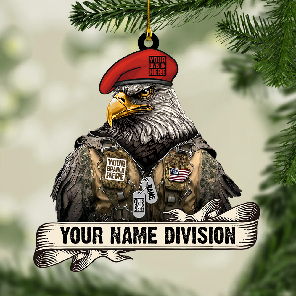Christmas Ornament Eagle Soldier Personalized Acrylic Ornament Gift For Veterans K1702