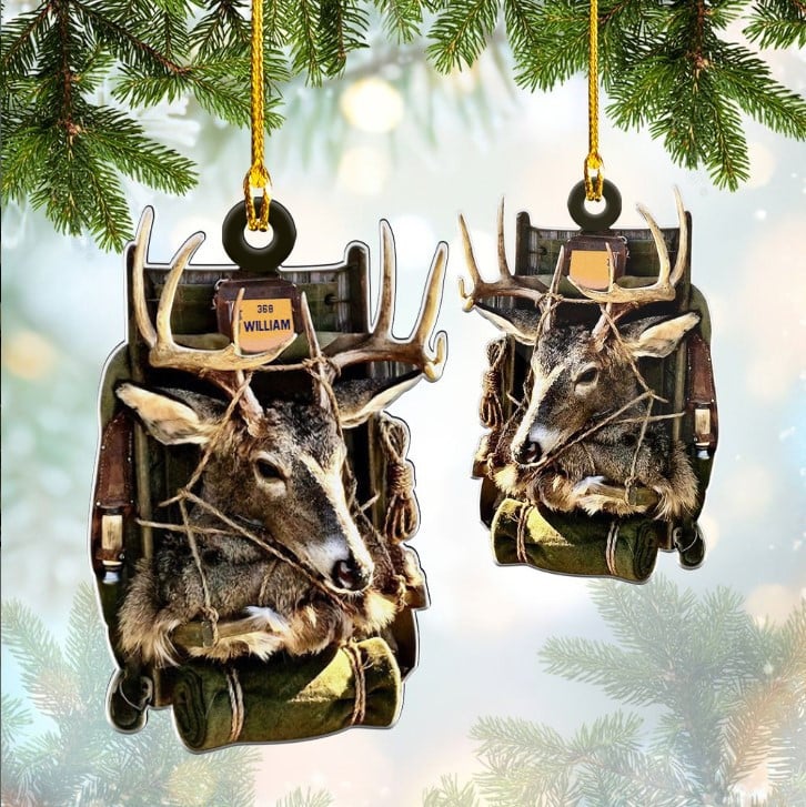 Custom Ornament Gift For Hunting Lovers - Customized Deer Hunting Acrylic Ornament For Hunter