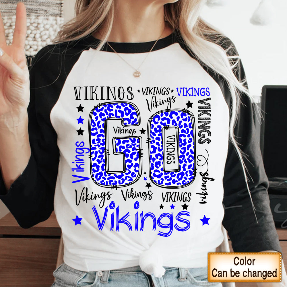 Personalized Shirt Go Vikings Love School Mascot Leopard Shirt For Teacher Sport Team Shirt H2511
