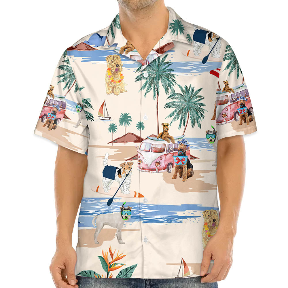 Soft-Coated Wheaten Terrier Summer Beach Hawaiian Shirt, Hawaiian Shirts for Men Short Sleeve Aloha Beach Shirt