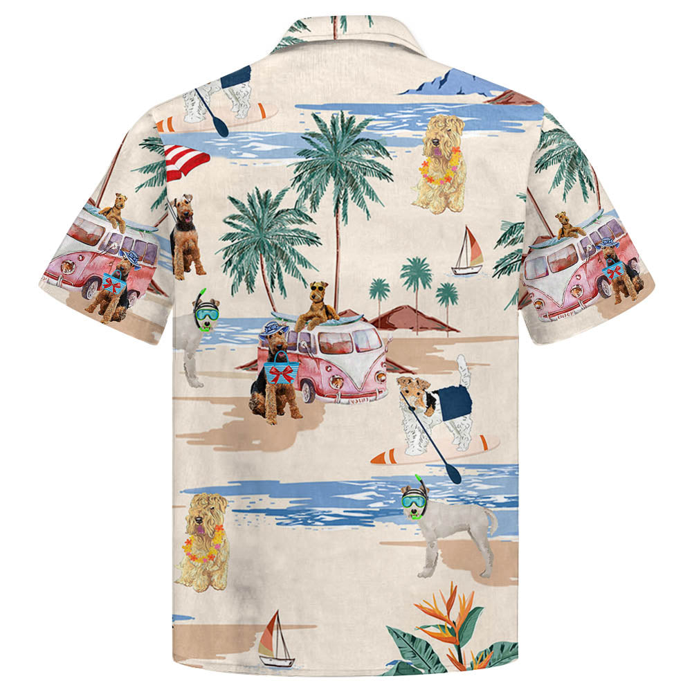 Soft-Coated Wheaten Terrier Summer Beach Hawaiian Shirt, Hawaiian Shirts for Men Short Sleeve Aloha Beach Shirt