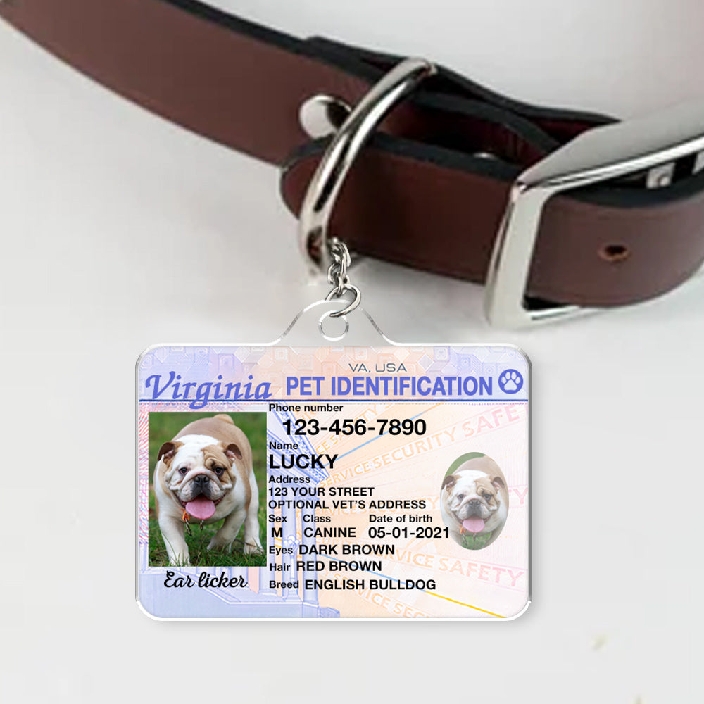 Custom Photo Pet ID Tags - Drivers License - Virginia