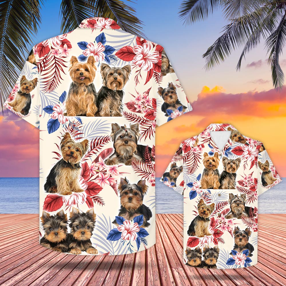 Yorkshire Terrier Usa Flag Hawaiian Shirt