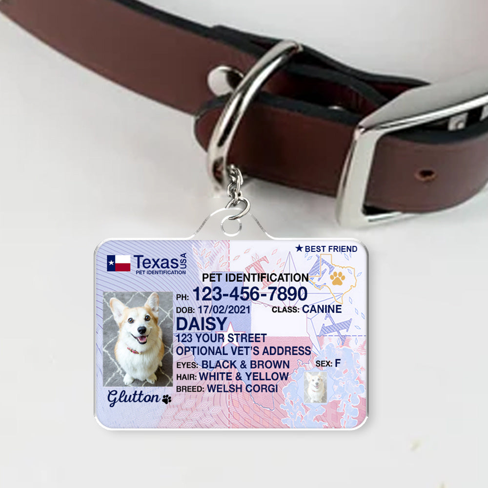 Custom Photo Pet ID Tags - Drivers License - Texas
