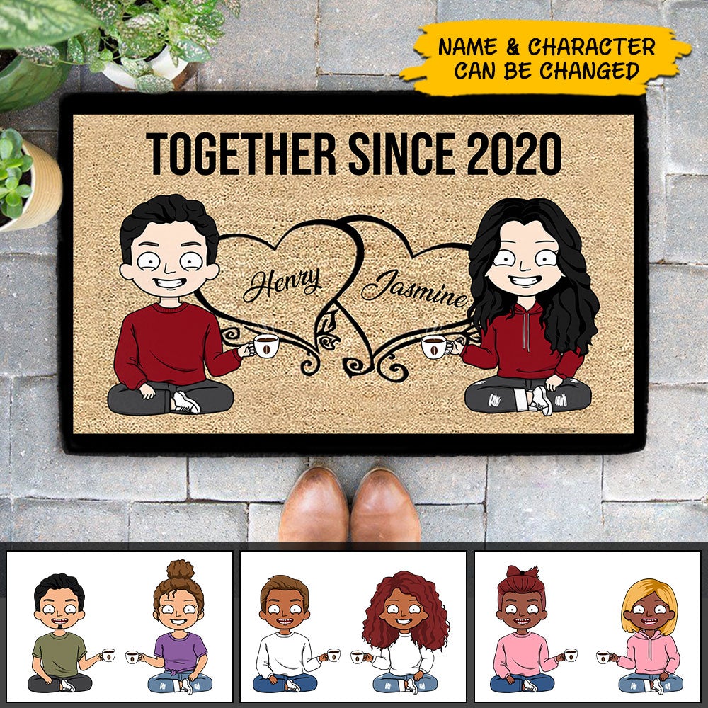 Personalized Together Since Year Couple Doormat Funny Husband And Wife Since Year Heart Doormat