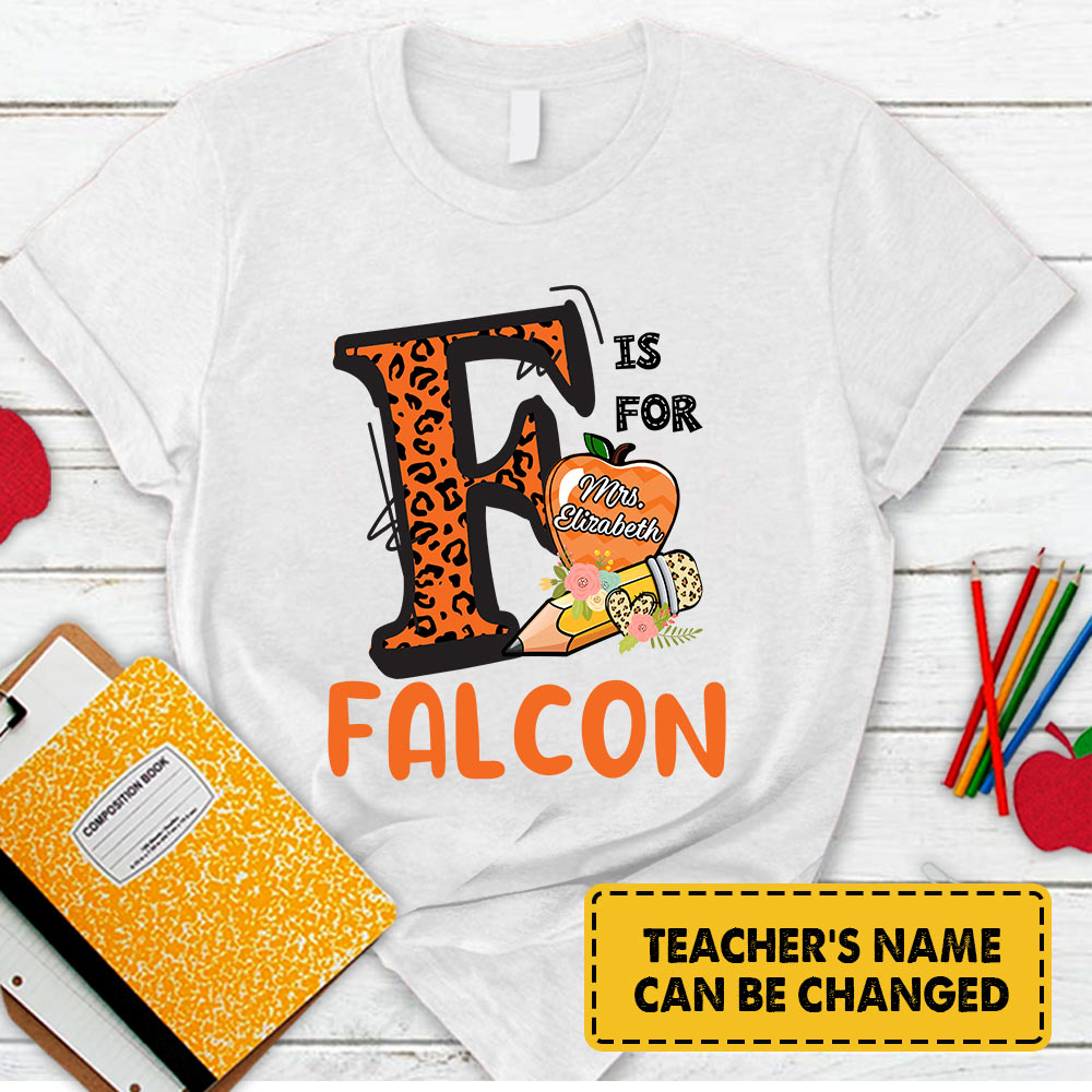 Personalized Falcon Colorful Leopard Shirt Teacher T-Shirt