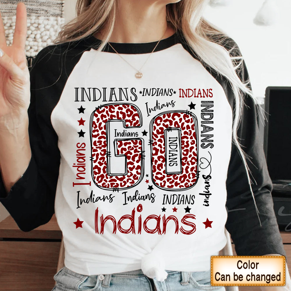 Personalized Shirt Go Indians Love School Mascot Leopard Shirt For Teacher Sport Team Shirt H2511