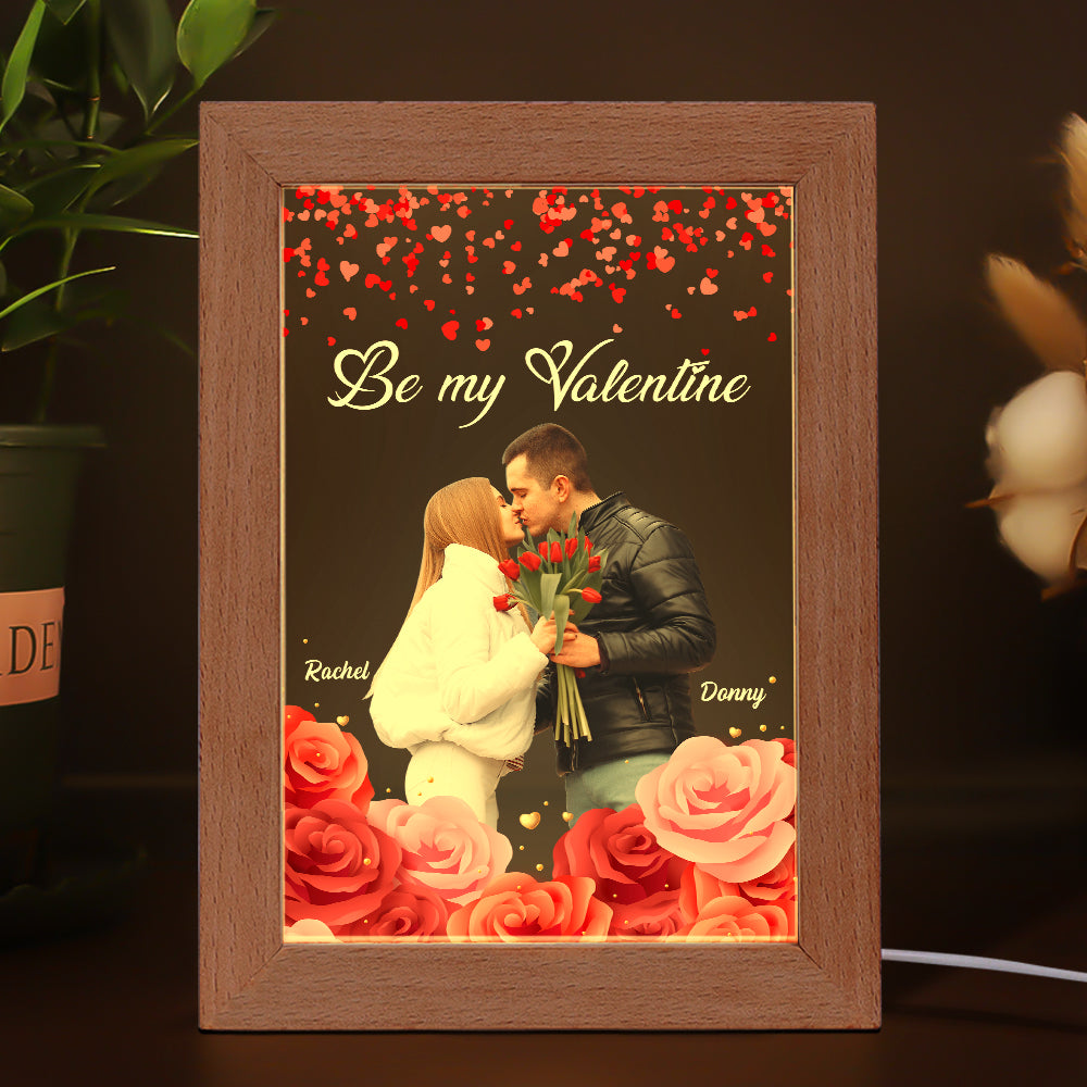 Be My Valentine - Custom Photo Frame Lamp - Personalized Valentine Gift For Couple