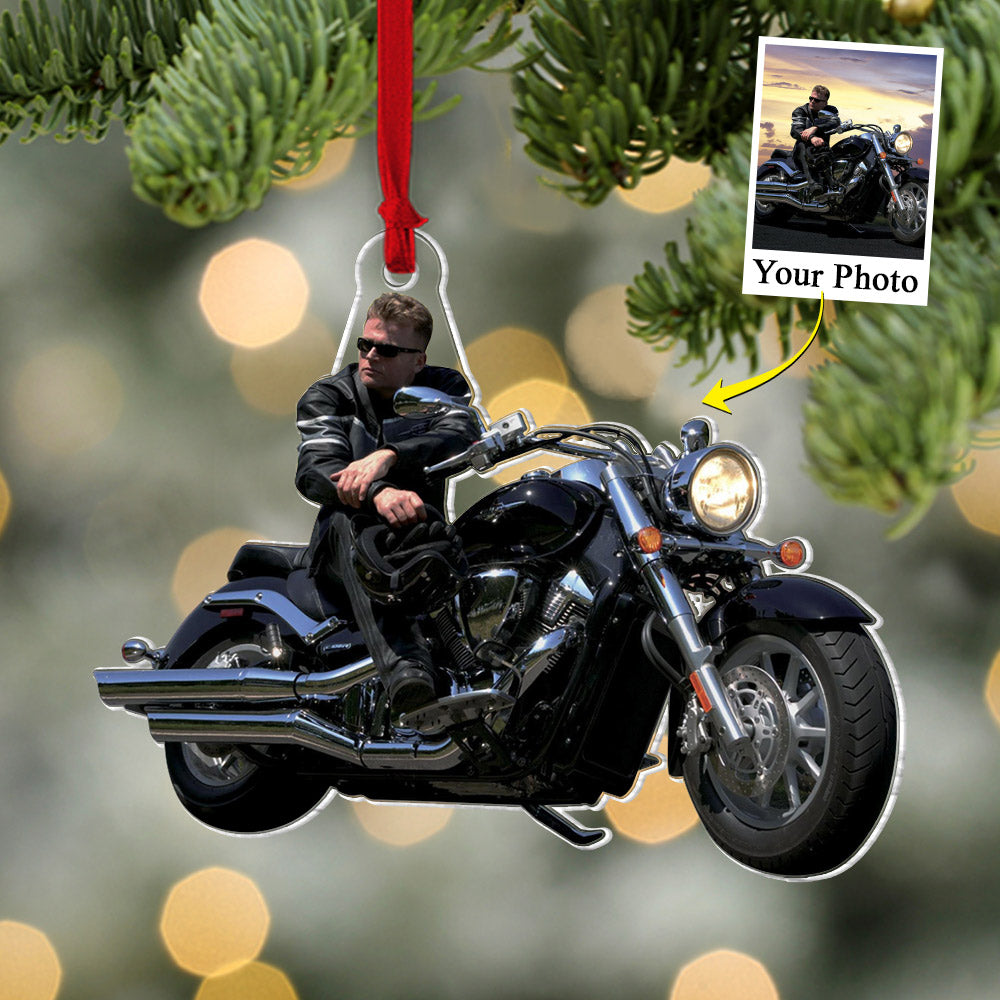 Custom Photo Acrylic Ornament Gift For Biker Lovers - Personalized Upload Photo Acrylic Ornament For Biker Club