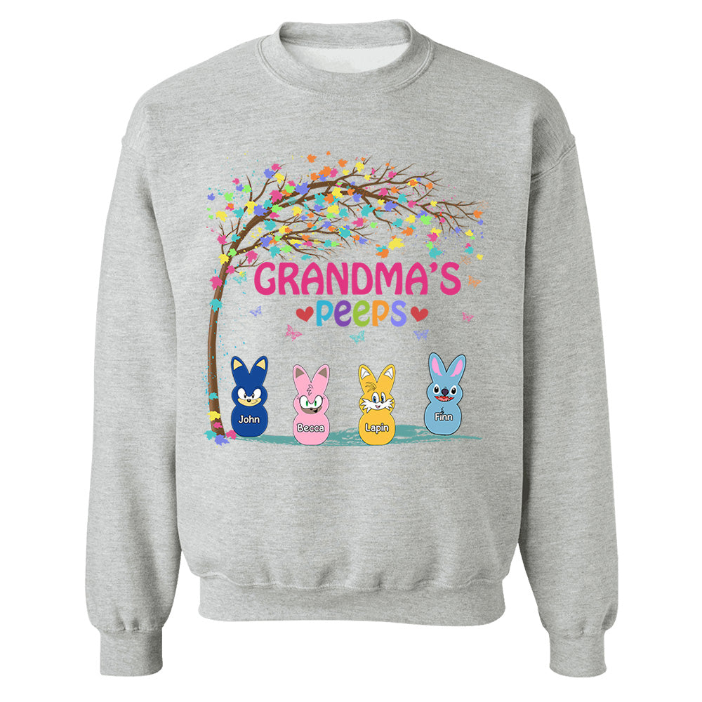 Nana's Favorite Peeps Easter Shirt, Personalized Grandchild Name T-shirt, Custom Funny Tee For Grandma, Cute Bunny Nana Mom Gift