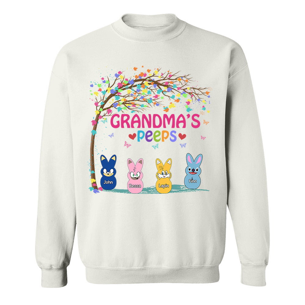 Nana's Favorite Peeps Easter Shirt, Personalized Grandchild Name T-shirt, Custom Funny Tee For Grandma, Cute Bunny Nana Mom Gift