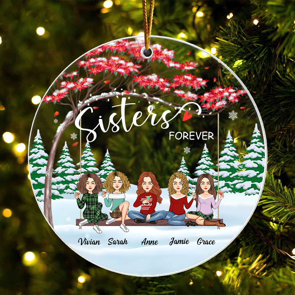 Sisters forever Personalized Acrylic Ornament Gift For Best Friends NA02