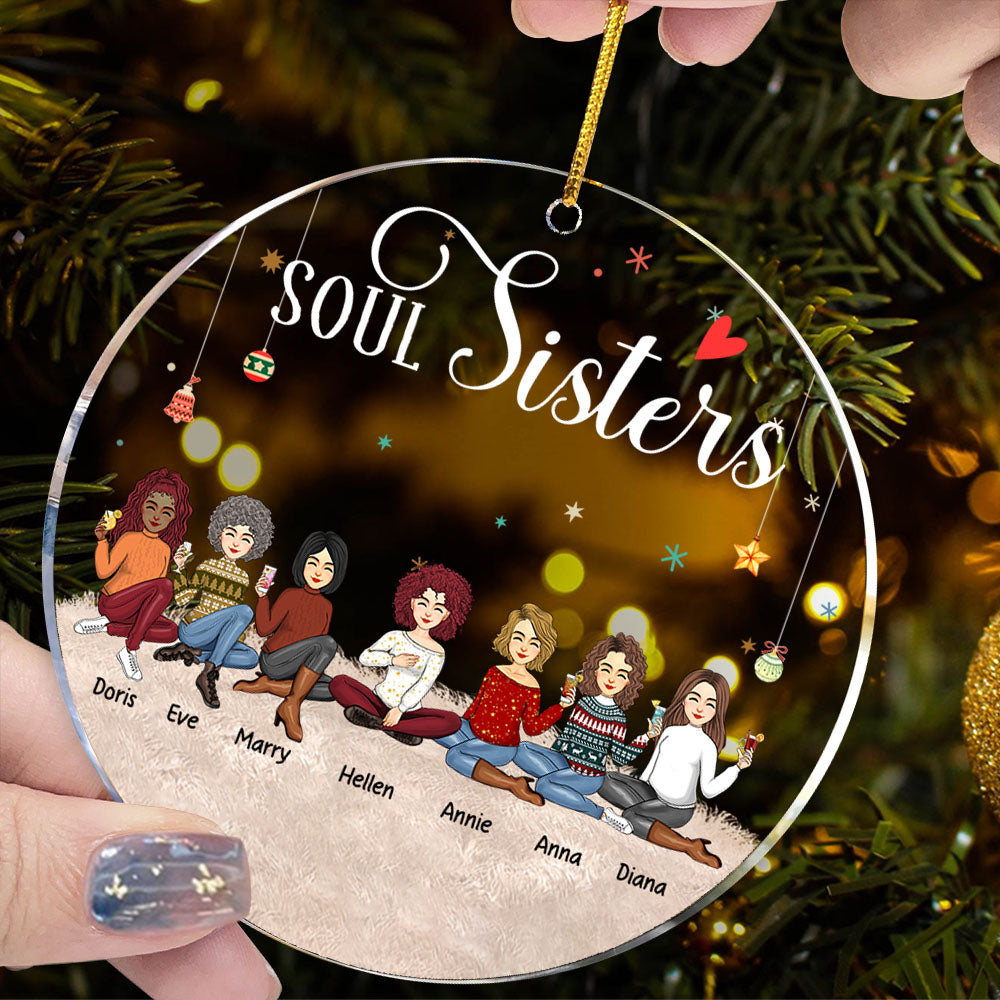 Soul Sisters Personalized Circle Acrylic Ornament