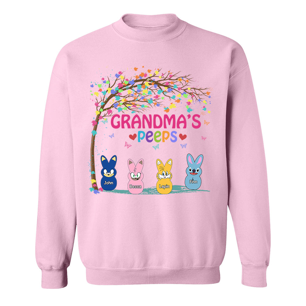 Nana's Favorite Peeps Easter Shirt, Personalized Grandchild Name T-shirt, Custom Funny Tee For Grandma, Cute Bunny Nana Mom Gift