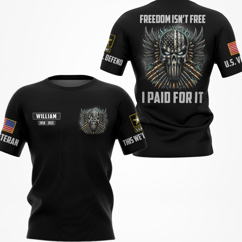 US Veteran Freedom Isnt Free I Paid For It Personalized All Over Print Shirt For Veteran H2511