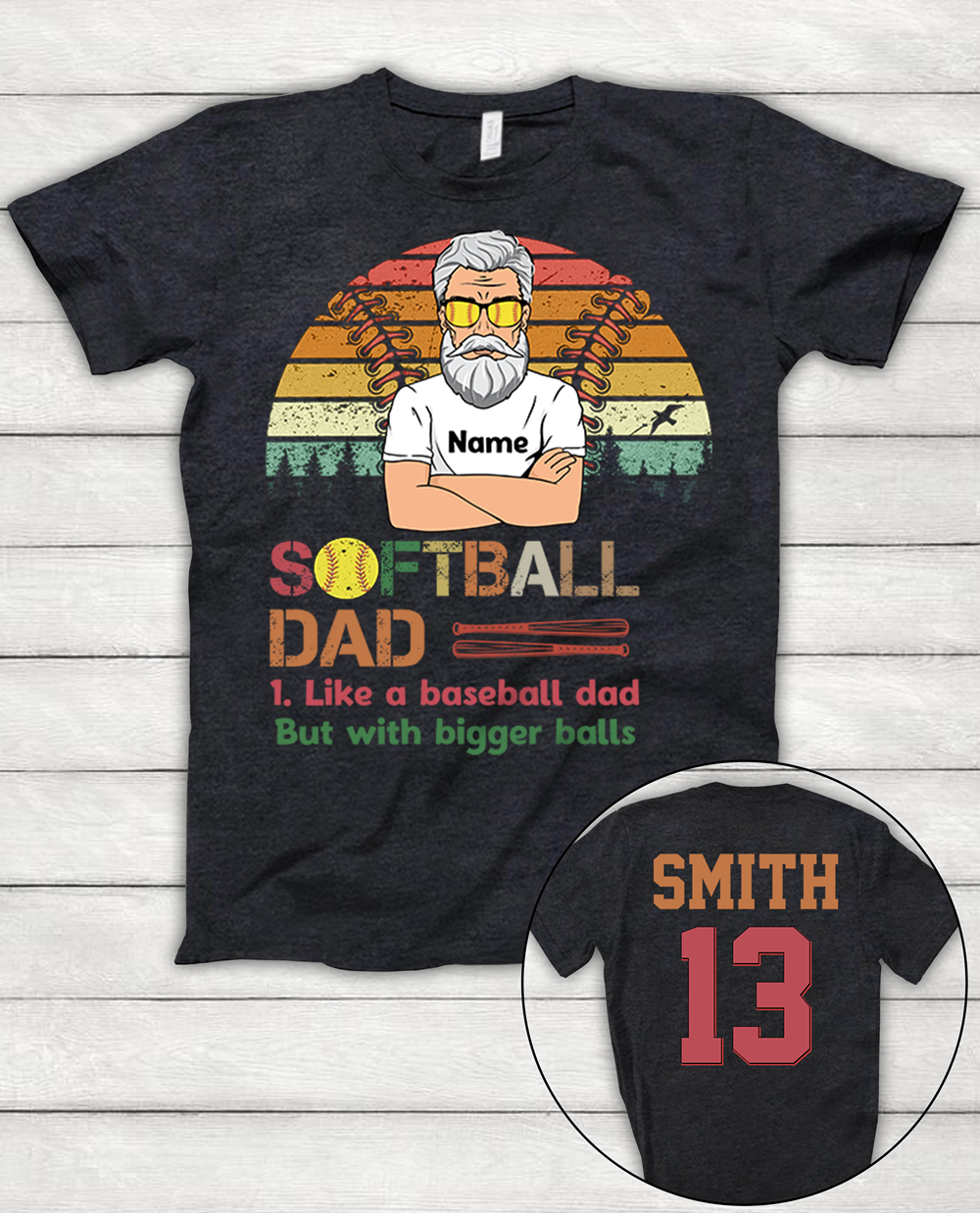 Personalized Funny Softball Dad T-Shirt For Baseball Lovers Customize Your Team