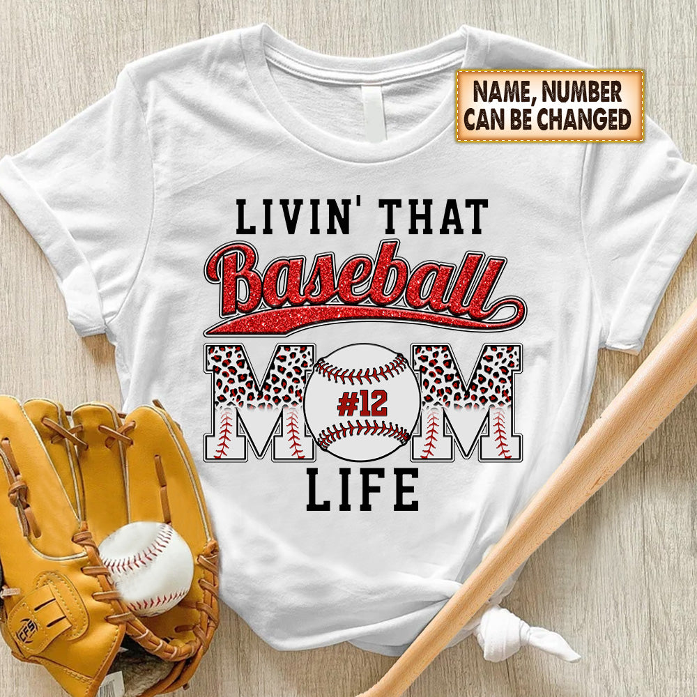 Personalized Name & Number Baseball Mom Shirt