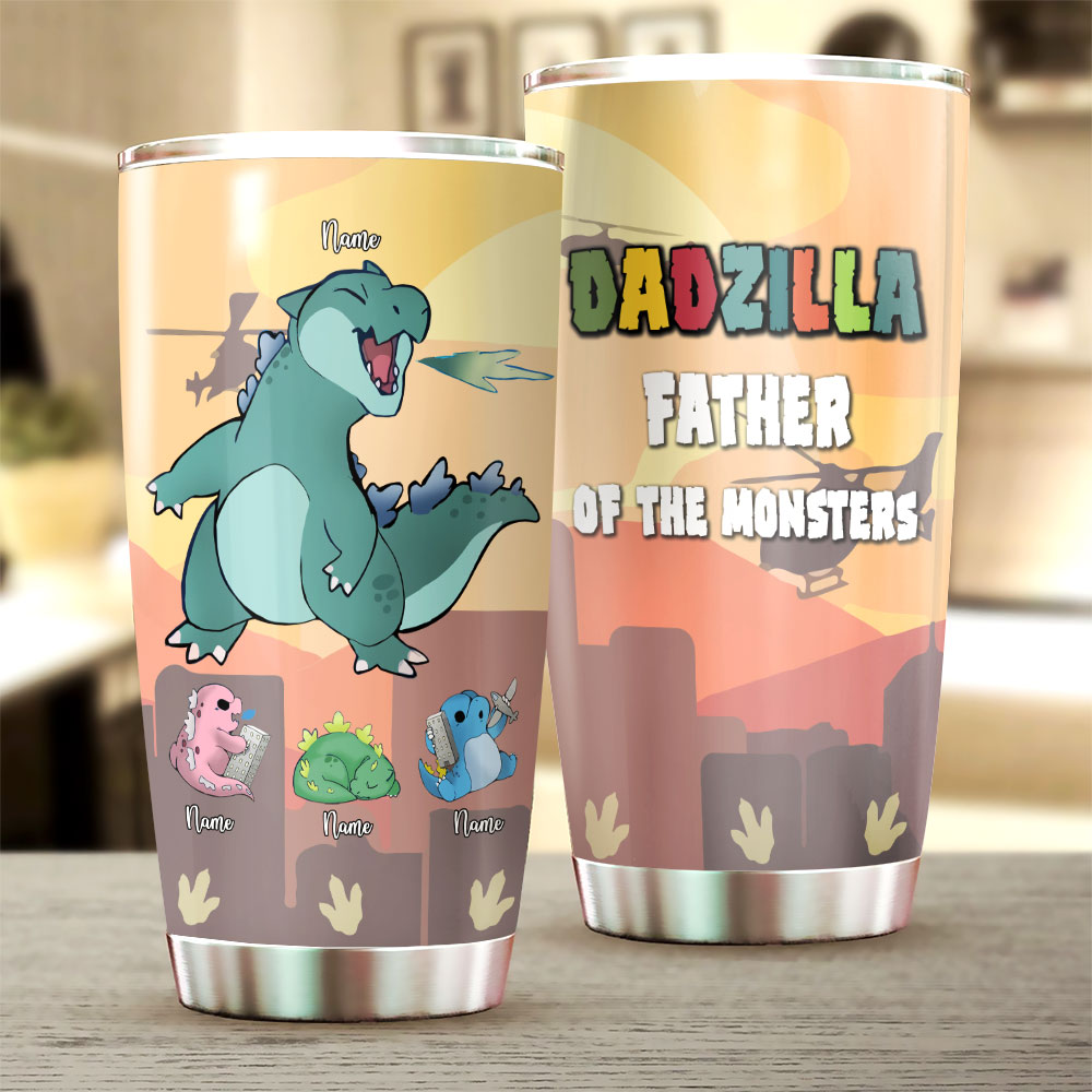 Dadzilla Father Of The Monsters Colorful Custom Tumbler Gift For Dad
