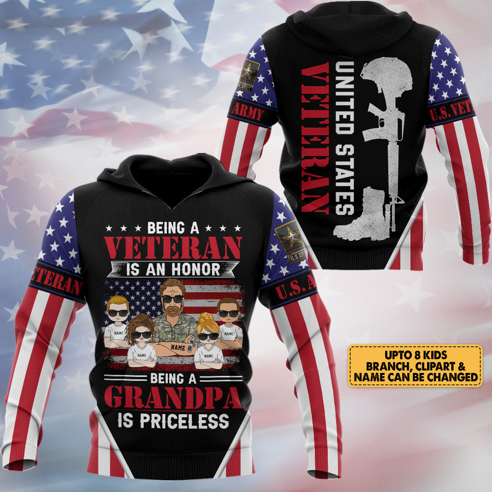 Personalized Shirt For Veteran Custom Gift For Veteran Dad Grandpa Being A Veteran Is An Honor Being A Grandpa Is Priceless H2511