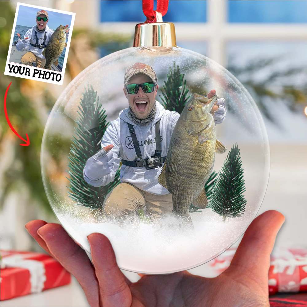 Custom Photo Ornament Gift For Fishing Lovers - Personalized Photo Christmas Ball Ornament