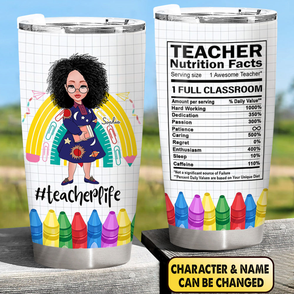 Personalized Teacher Nutrition Facts Crayons Tumbler Back To School For Teacher