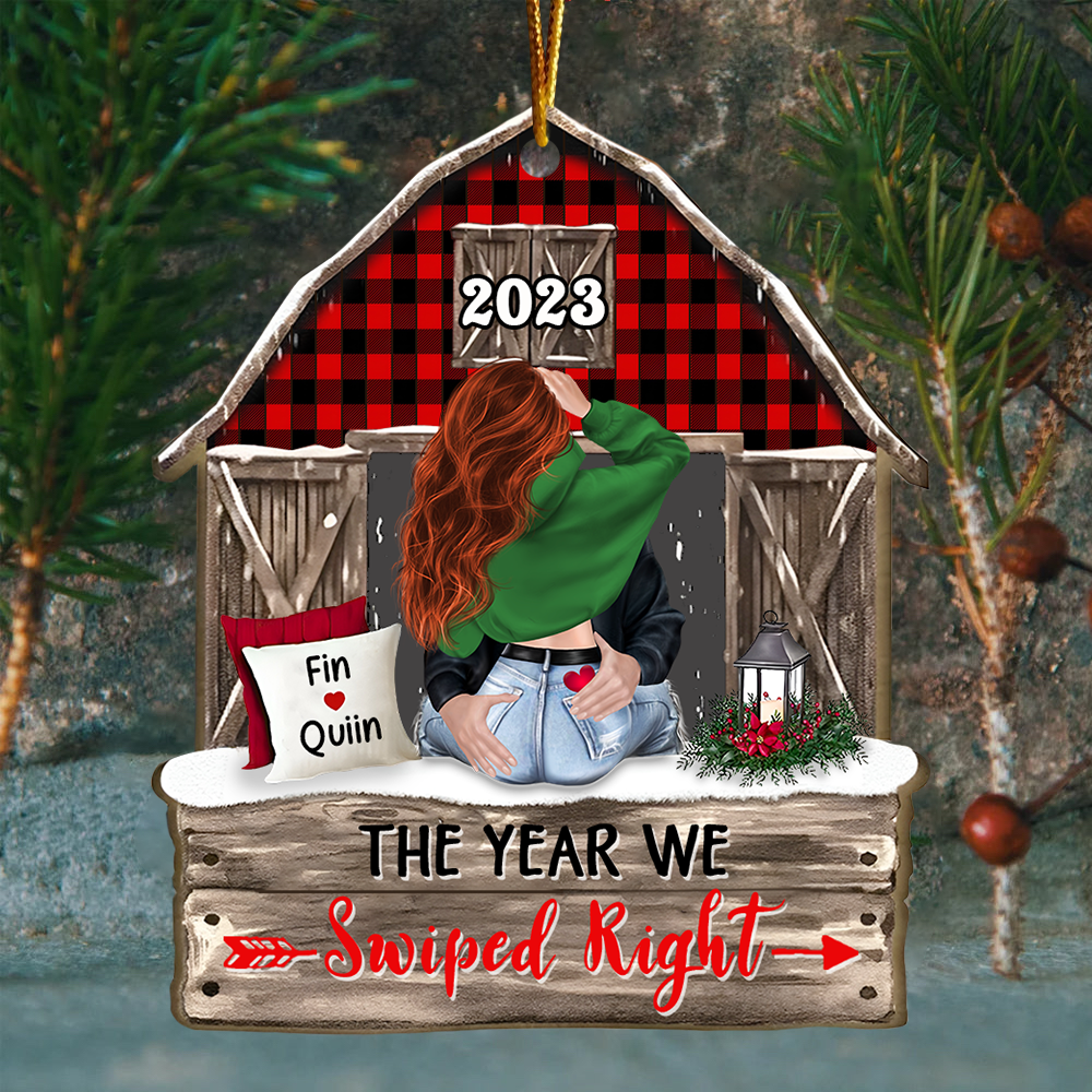 The Year We Swiped Right - Customized Couple Ornament