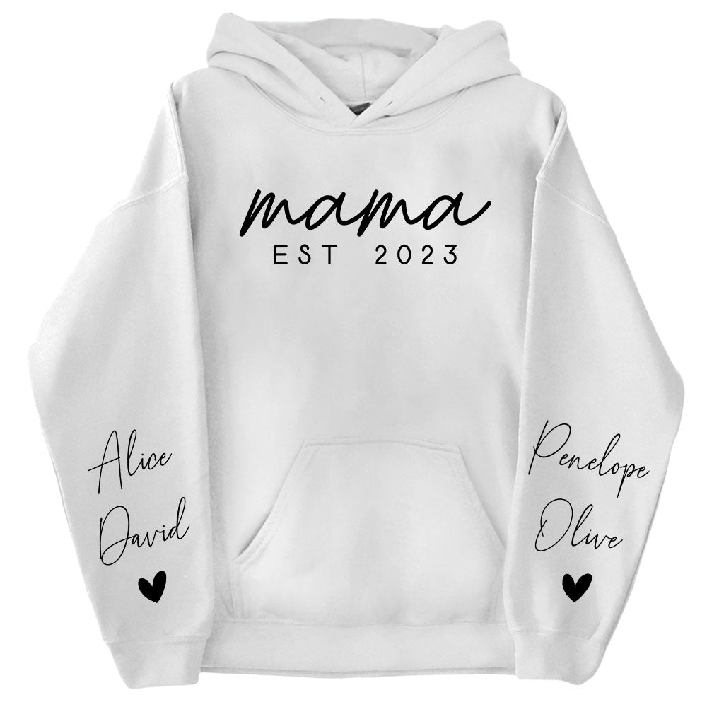 Custom Mama Sweatshirt with Date and Children Name on Sleeve Mama Sweatshirt Minimalist Mama InterestPod