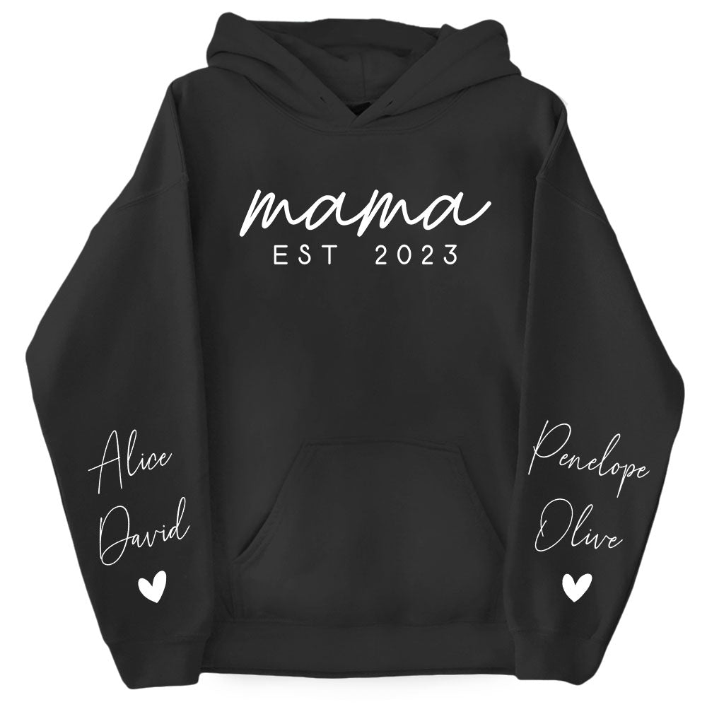Custom Mama Sweatshirt with Date and Children Name on Sleeve Mama Sweatshirt Minimalist Mama InterestPod