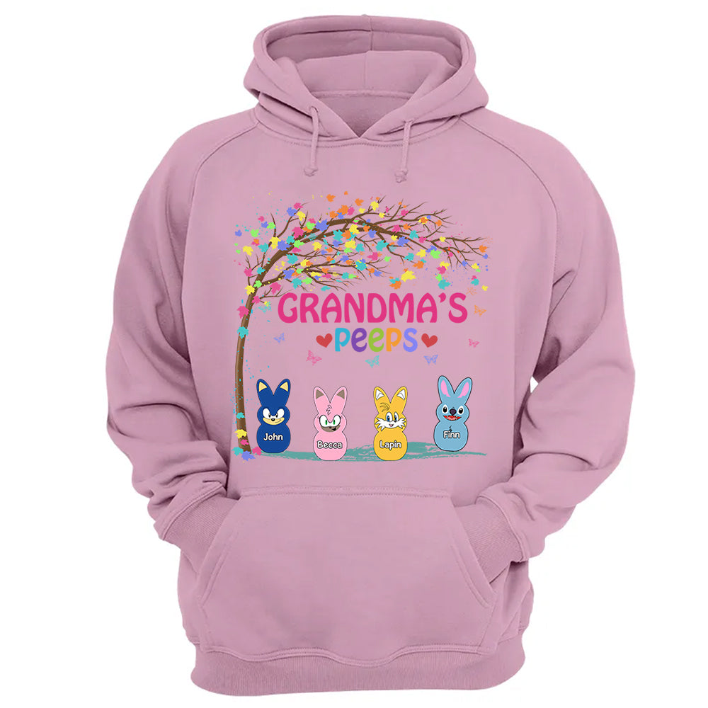 Nana's Favorite Peeps Easter Shirt, Personalized Grandchild Name T-shirt, Custom Funny Tee For Grandma, Cute Bunny Nana Mom Gift