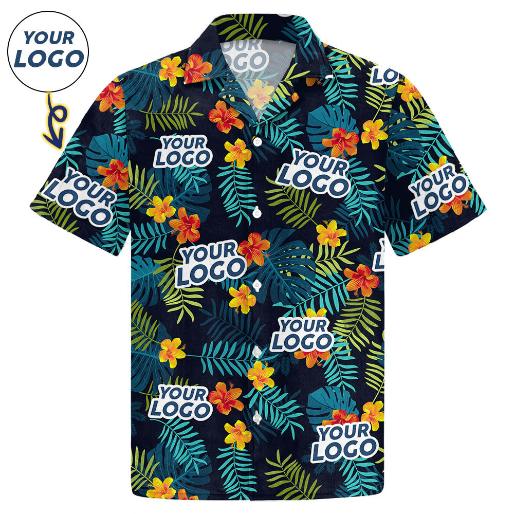 Custom Photo Tropical Vibes Only - Company Logo Personalized Custom Unisex Tropical Hawaiian Shirt - Summer Vacation Gift, Gift For Coworker, Team Members