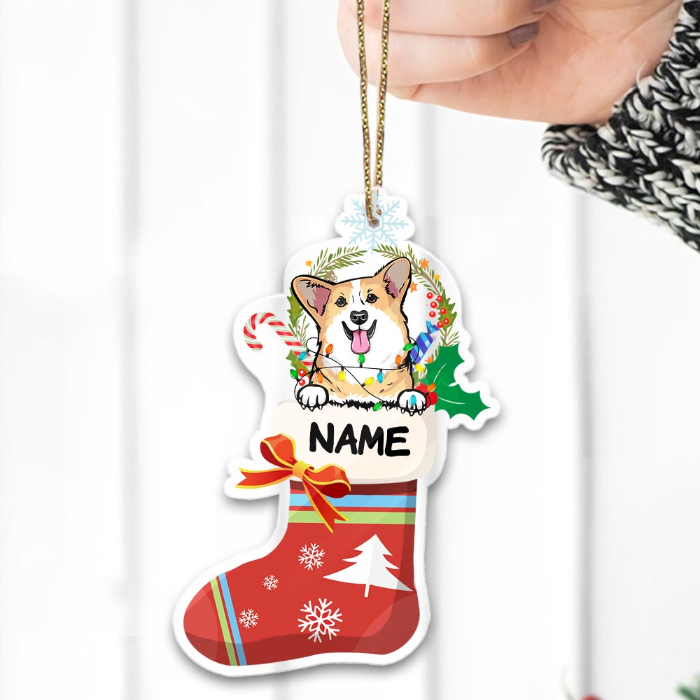 Dog Socks Custom Dog Breed And Name Personalized Ornament Gift For Dog Lovers