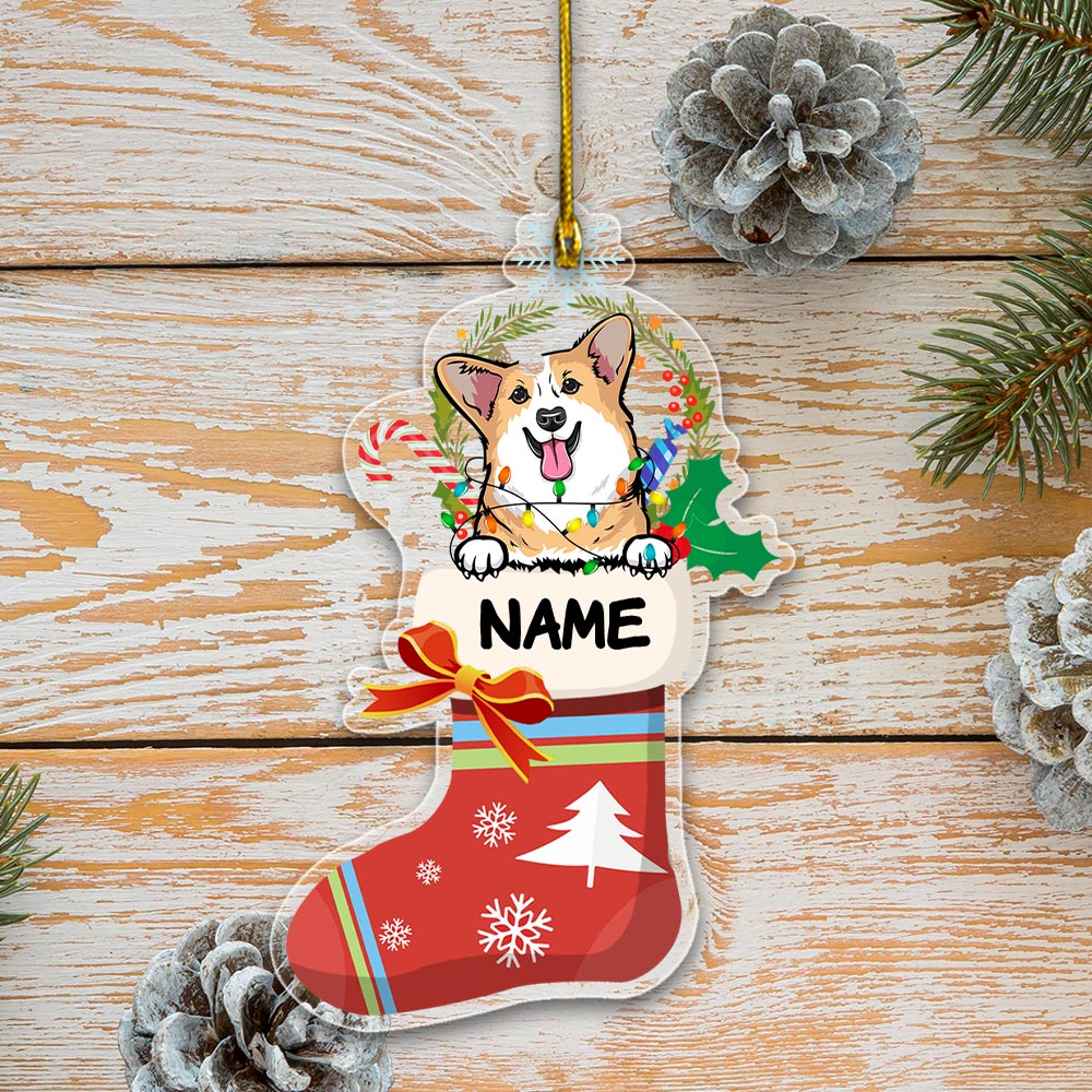 Dog Socks Custom Dog Breed And Name Personalized Ornament Gift For Dog Lovers