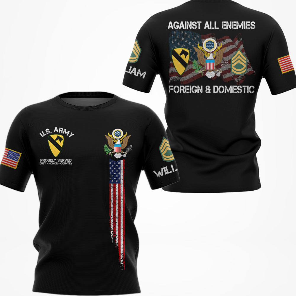 Against All Enemies Foreign And Domestic Personalized All Over Print Shirt For Veteran H2511