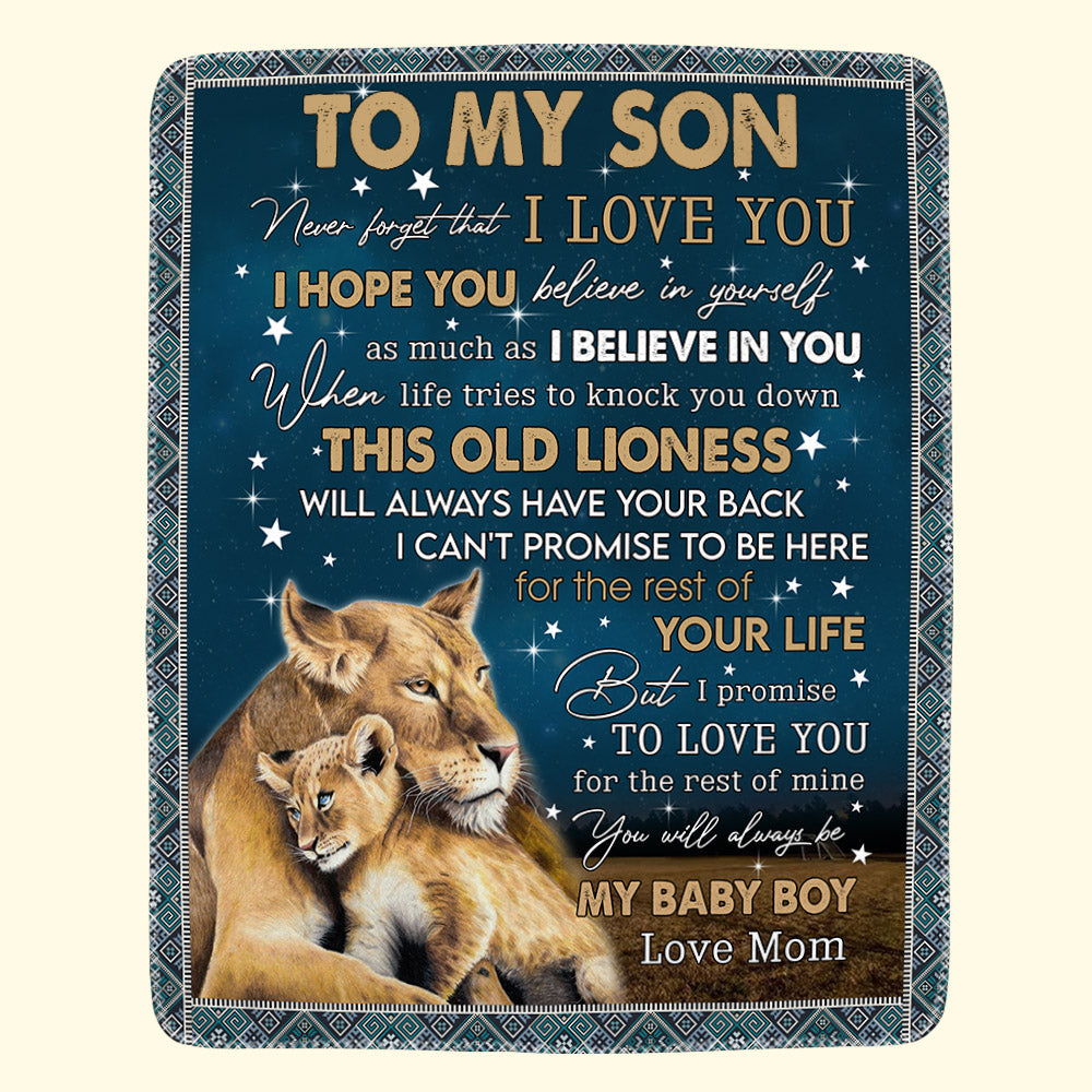 To My Son Never Forget That I Love You Custom Lion Blanket Gift For Son From Mom