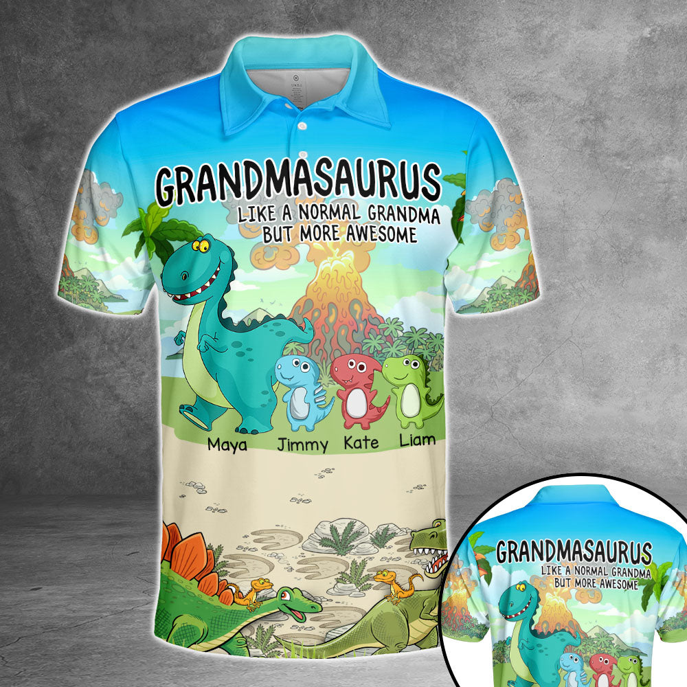 Personalized Grandmasaurus Like A Normal Grandma But More Awesome All Over Print Shirts For Grandma Nickname And Grandkid's Name Can Be Changed