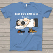 Personalized Dad Bod Sleeping With Dogs, Best Dog Dad Ever Funny T-Shirt Gift For Dog Dad