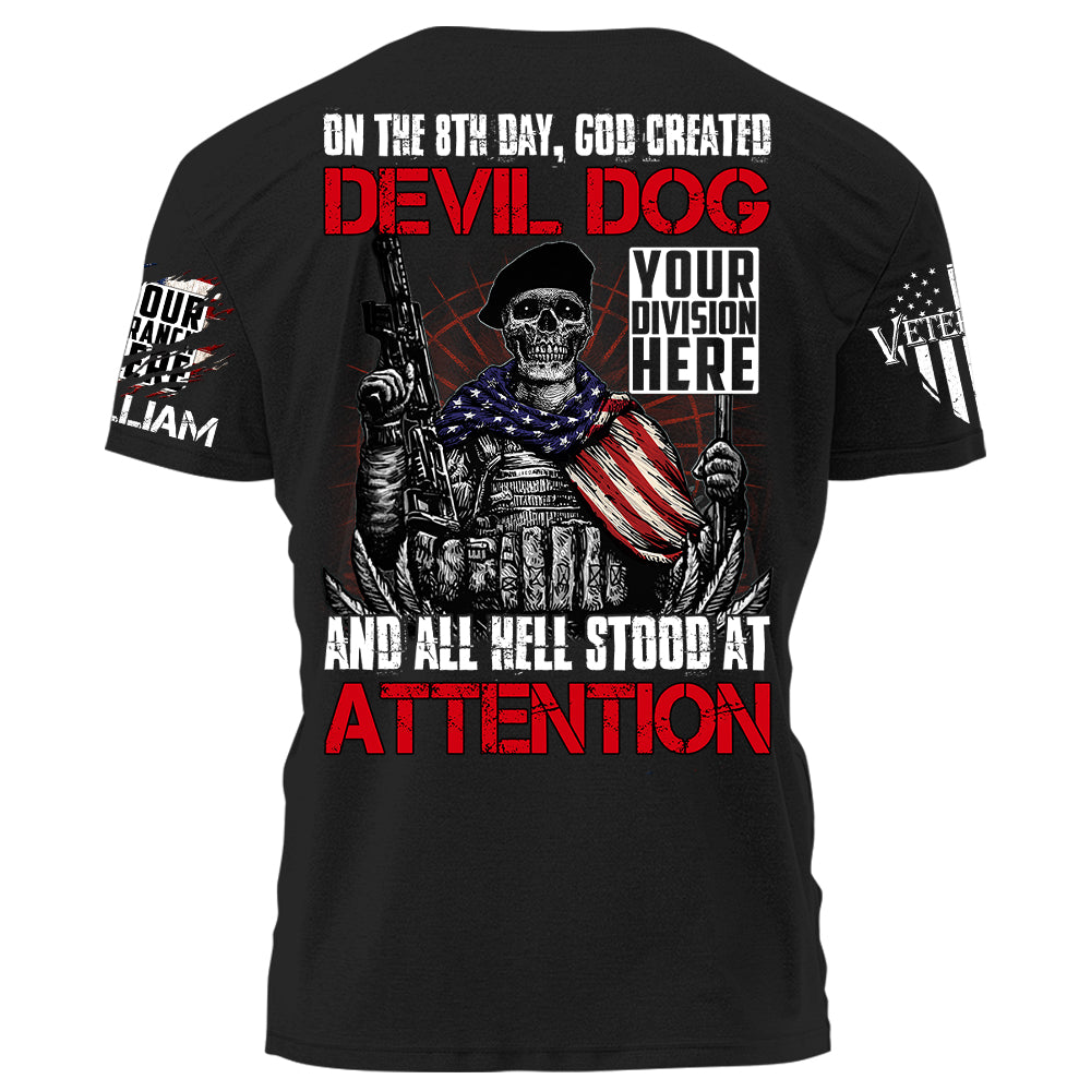 On The 8th God Created Devil Dog And All Hell Stood At Attention Personalized Shirt For Veteran USMC Birthday Veterans Day Gift H2511